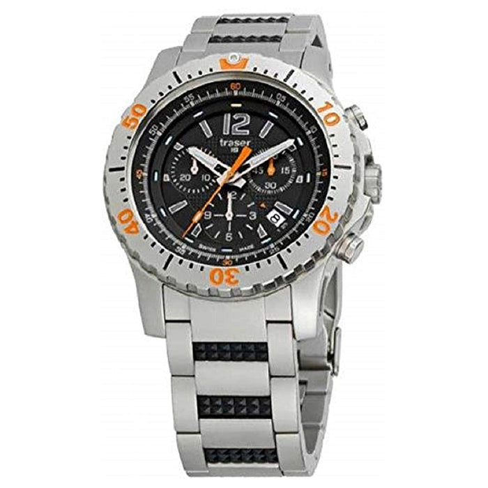 Traser Men's Extreme Sport Chronograph Stainless Watch - Silver Bracelet - Black Dial - P6602.R53.0S.01