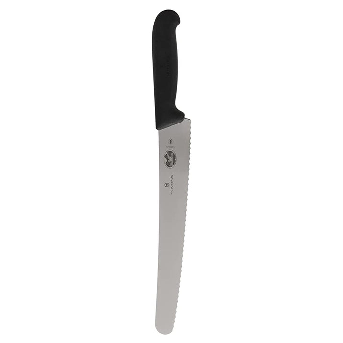 Victorinox Black Thermoplastic Rubber Handle Stainless Steel Blade Swiss Army Serrated Bread Knife - 5.2933.26