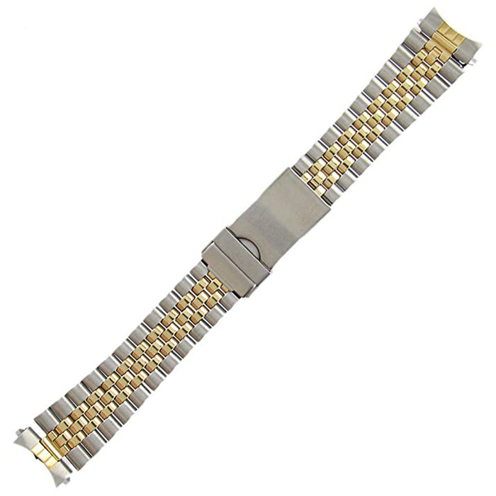 Hadley-Roma Men's Silver Gold Tone Link Stainless Steel Band Watch Strap - MB5697T