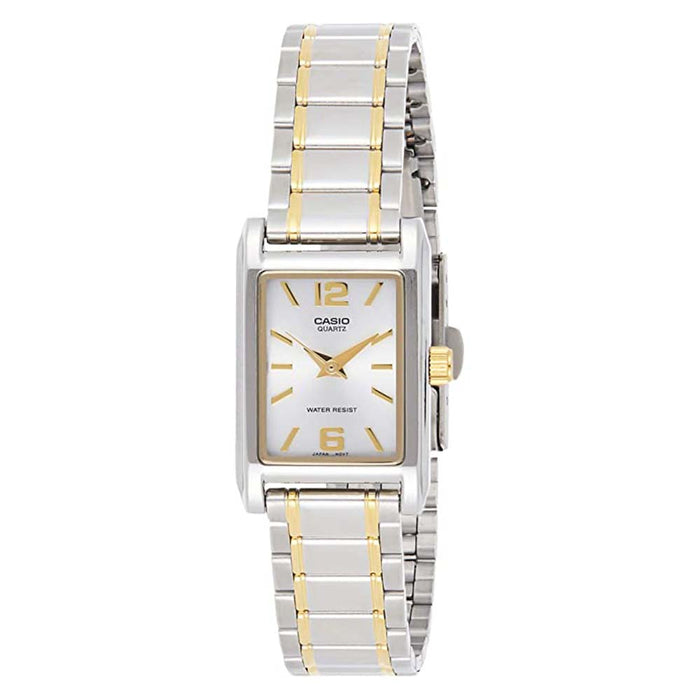 Casio Women's Silver Dial Silver-Tone Stainless Steel Band Quartz Watch - LTP-1235SG-7ADF