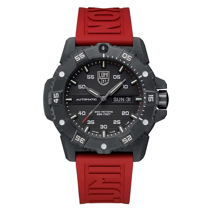 LUMINOX Mens Black Dial Red Rubber Band Swiss Automatic Watch - XS.3875