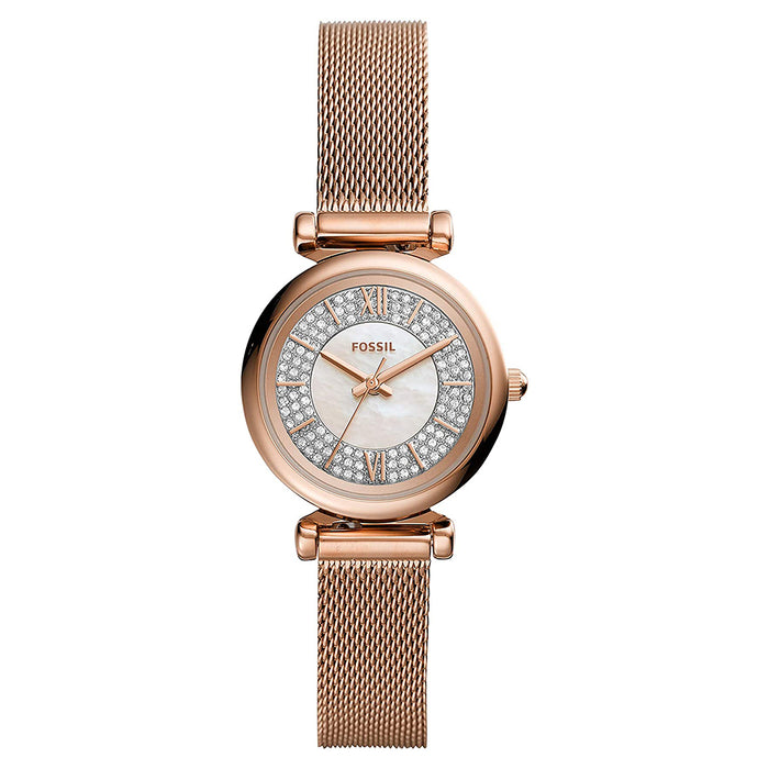 Fossil Womens White Dial Rose Gold Band Stainless Steel Quartz Watch - ES4836