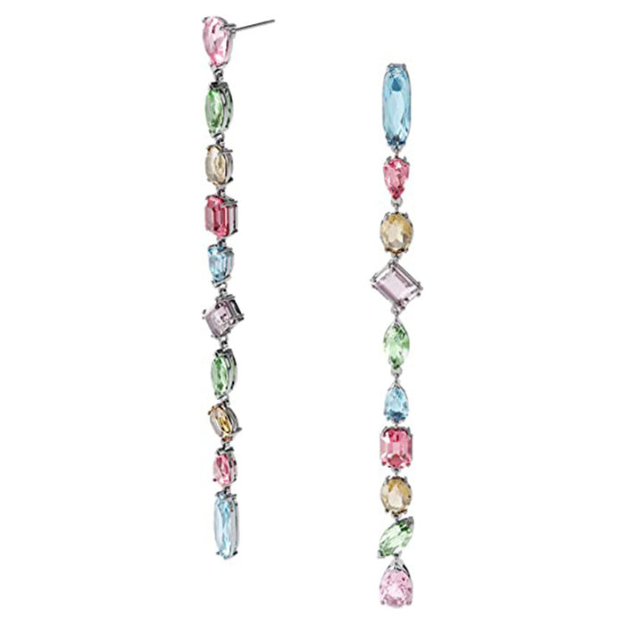 Swarovski Women's Multicolored Crystals Rhodium Finish Metal Gema Drop Earrings - 5600979