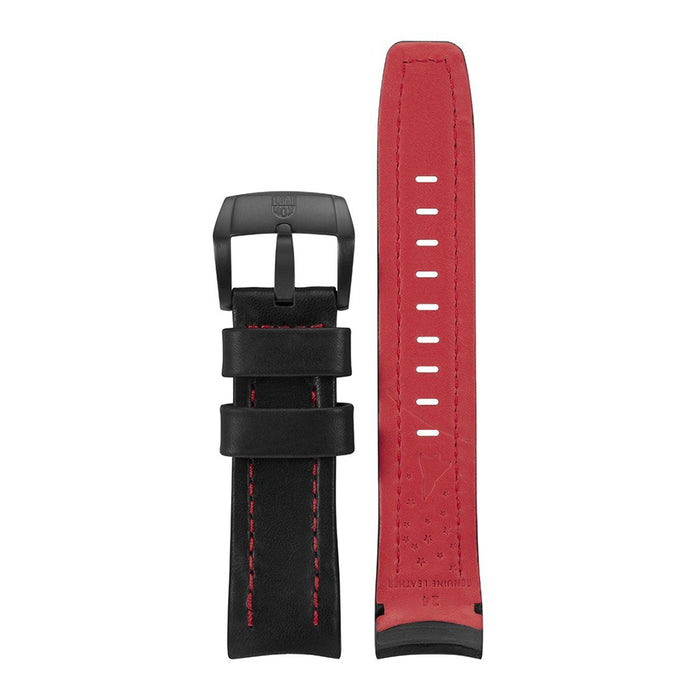 Luminox Men's 5127 Space Series Black & Red Leather Strap Stainless Steel Buckle Watch Band - FEX.5120.22B.K