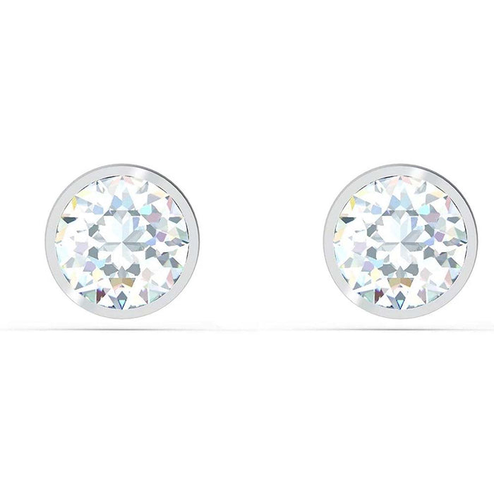 Swarovski Womens Tennis Stud Pierced White Crystals Rhodium Plated Post Earrings - SV-5565604