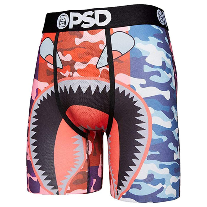 PSD Mens Stretch Elastic Wide Band Boxer Brief Bottom Warface Print Breathable Underwear