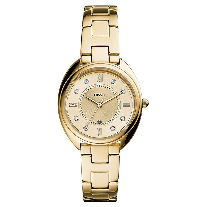 Fossil Womens Gold Dial Band Stainless Steel Quartz Watch- ES5071