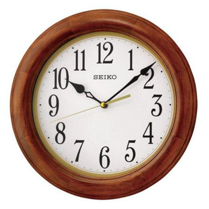 Seiko Analog Dark Wood Wall Clock - Black Hands - White Dial - QXA522BLH