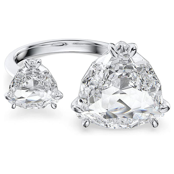 Swarovski Women's Clear Rhodium Finish Triangular Cut Crystals Millenia Cocktail Ring - 5609005