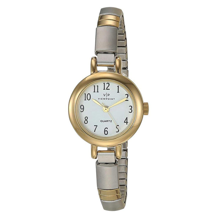 Timex Viewpoint Womens Two-Tone Stainless Steel Bracelet White Analog Dial Quartz Watch - CC3D83100