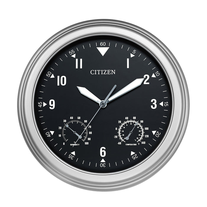 Citizen Outdoor Luminescent Silver Frame Gray Dial Wall Clock - CC2017