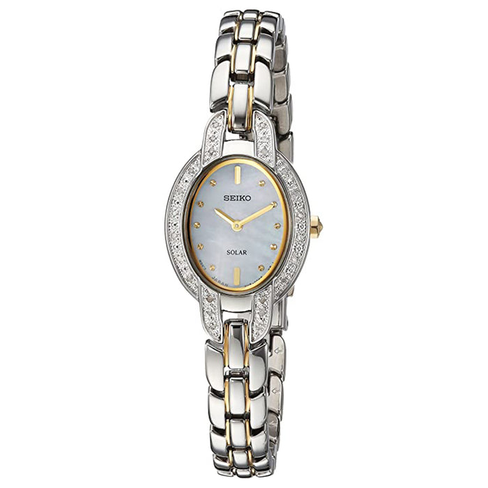 Seiko Womens TRESSIA Japanese Quartz Mother-of-pearl Dial Bicolor Band Two Tone Stainless Steel Strap Watch - SUP325
