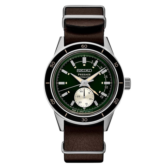 Seiko Men's Green Dial Brown Leather Band Automatic Watch - SSA451