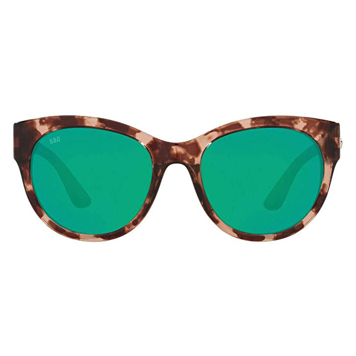 Costa Del Mar Womens 6s9011 Maya Shiny Coral Tortoise Green Mirrored Round Sunglasses - 6S9011-CRLTORTGRNMIR
