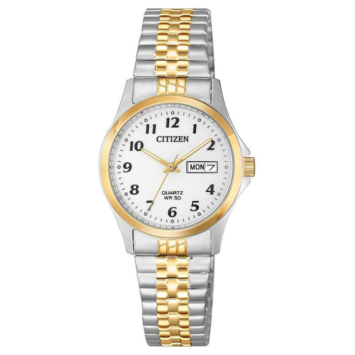 Citizen Womens Quartz White Dial Two Tone Stainless Steel Band Casual Watch - EQ2004-95A