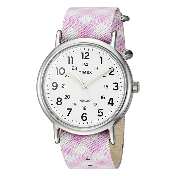 Timex Womens Weekender White Dial Rose Band Sliding Wrist Watch -  TW2R242