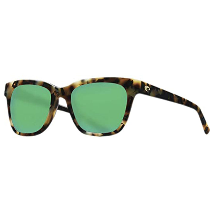 Costa Del Mar Mens Coquina Round Shiny Vintage Tortoi Green Mirrored Polarized Sunglasses - CQA241OGMGLP