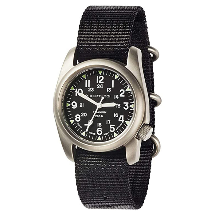 Bertucci A-2T Mens Black Dial Nylon Band Swiss Quartz Watch - 12074