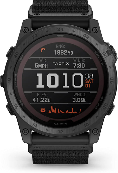 Garmin tactix 7 Pro Ballistics Edition Black Solar Powered Tactical GPS Watch with Applied Ballistics Nylon Band Ruggedly Smart Watch - 010-02704-20