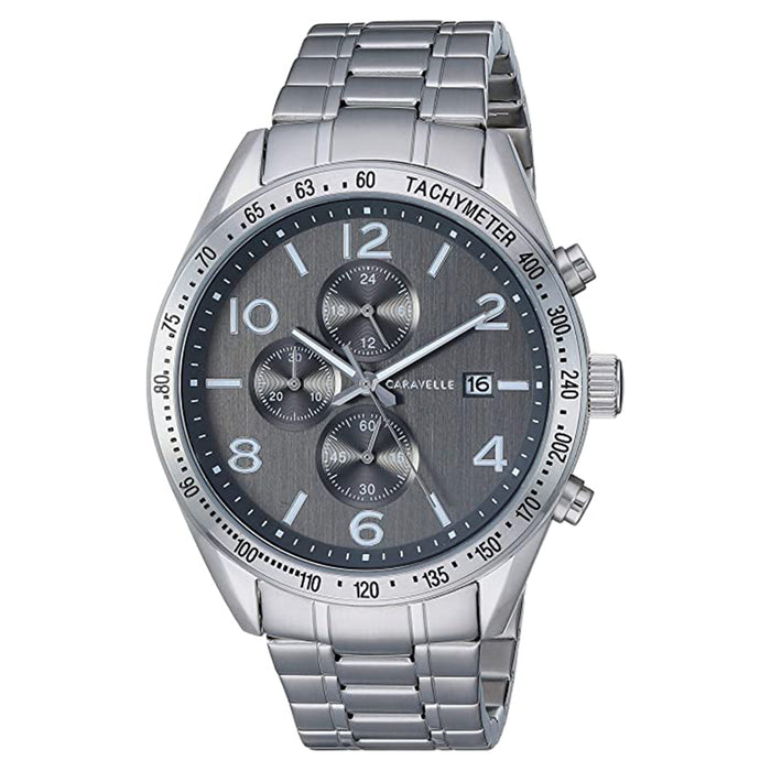 Caravelle Mens Blue Dial Silver Band Designed by Bulova Dress Watch - 43B164