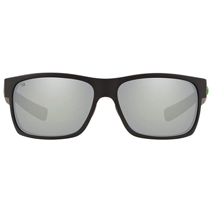 Costa Del Mar Unisex Half Moon Polarized Rectangular Matte Black Frame Grey Silver Mirrored Sunglasses - HFM200OSGGLP