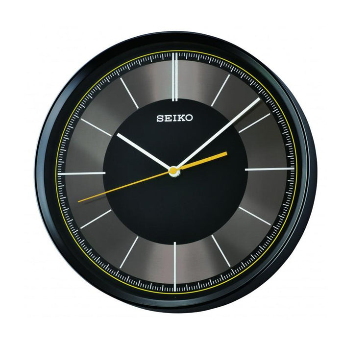 Seiko Monroe Japanese Quartz Plastic Case Black Dial Black Wall Clock - QXA612KLH