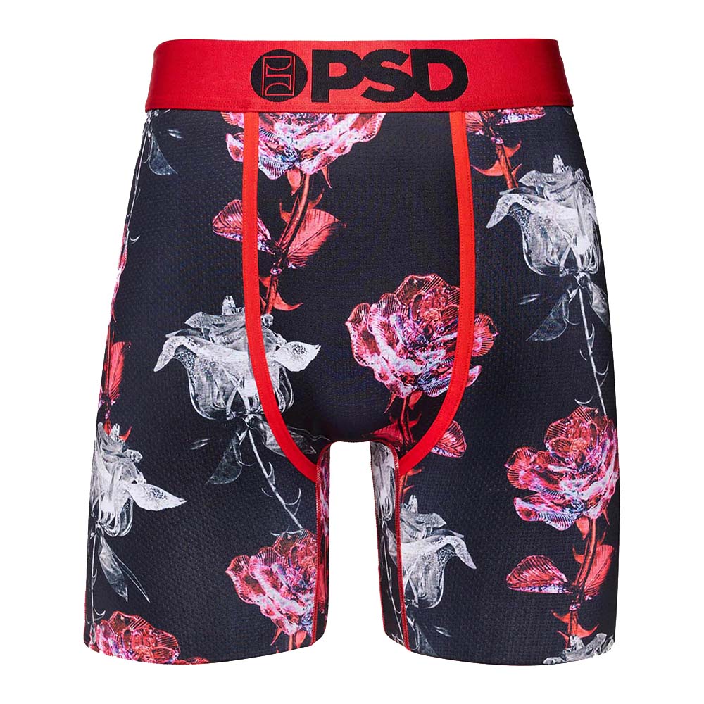 PSD Men's Black/Infrared Glass Roses Stretch Elastic Waistband Boxer B —  WatchCo