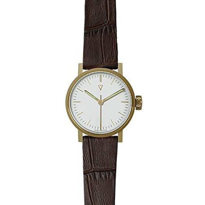 Void Womens Stainless Steel Case Brown Leather White Dial Brown Watch - V03P-GO/CB/WH