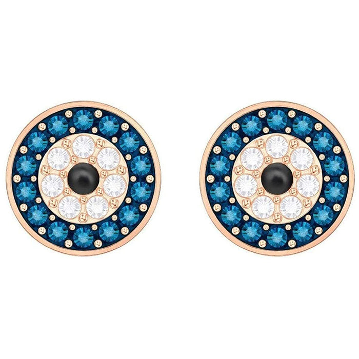 Swarovski Womens Evil Eye Clear Blue Black Crystals Rose-Gold Tone Plated Stud Earring - SV-5377720