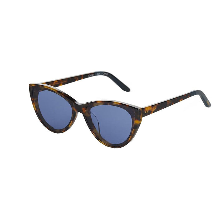 Womens Black Frame Blue Lens Cat Eye Sunglasses - 10012327