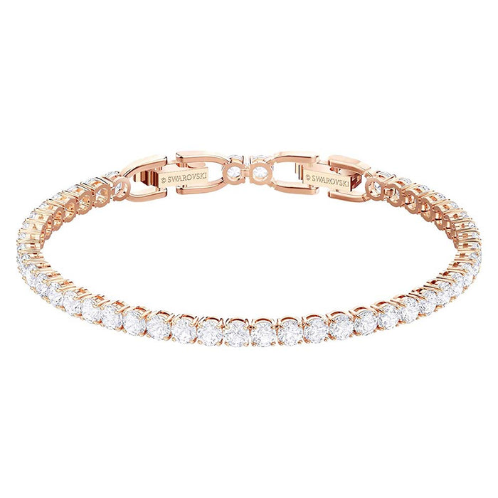 Swarovski Women's Sparkling White Crystals with Rose-Gold Tone Plated Tennis Deluxe Crystal Bracelet - SV-5464948