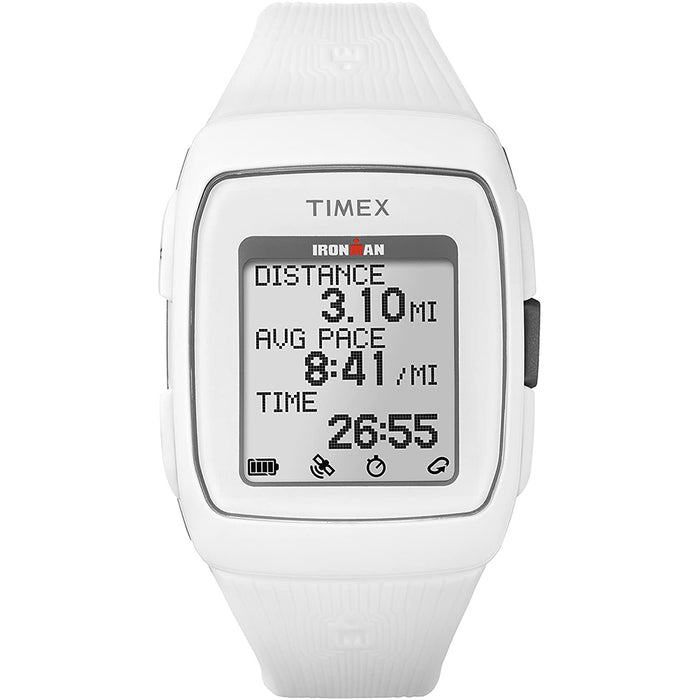 Timex Unisex Ironman GPS White Silicone Strap Gray Digital Dial Quartz Watch - TW5M11900