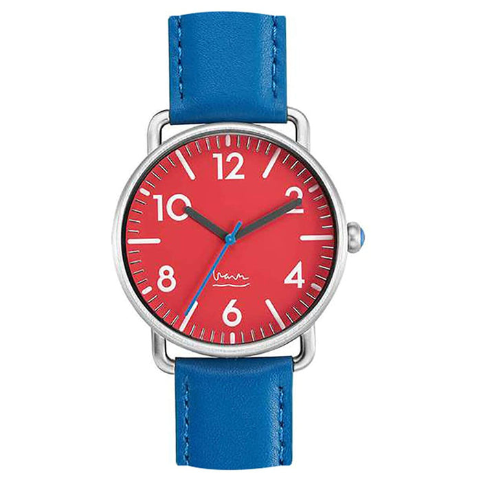 Projects Unisex Blue Dial Leather Band Watch - 7112R