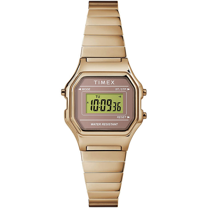 Timex Womens T80 Classic Rose Gold Stainless Steel Bracelet Digital Dial Mini Watch - TW2T48100