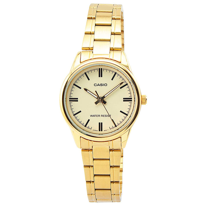 Casio Womens Gold Dial Band Stainless Steel Analog Watch - LTP-V005G-9AUDF