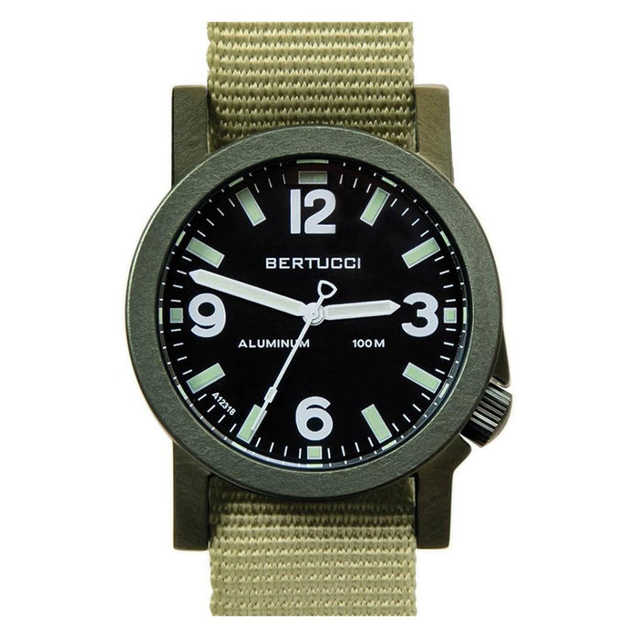 Bertucci A-6A Experior Mens Patrol Green Nylon Band Marine Black Japan Quartz Dial Watch - 16505