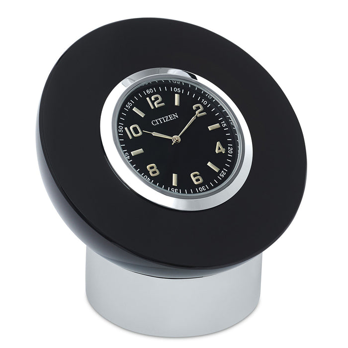 Citizen Decorative Accents Standing Silver Tone Base Black Dial Round Desk Clock - CC1011