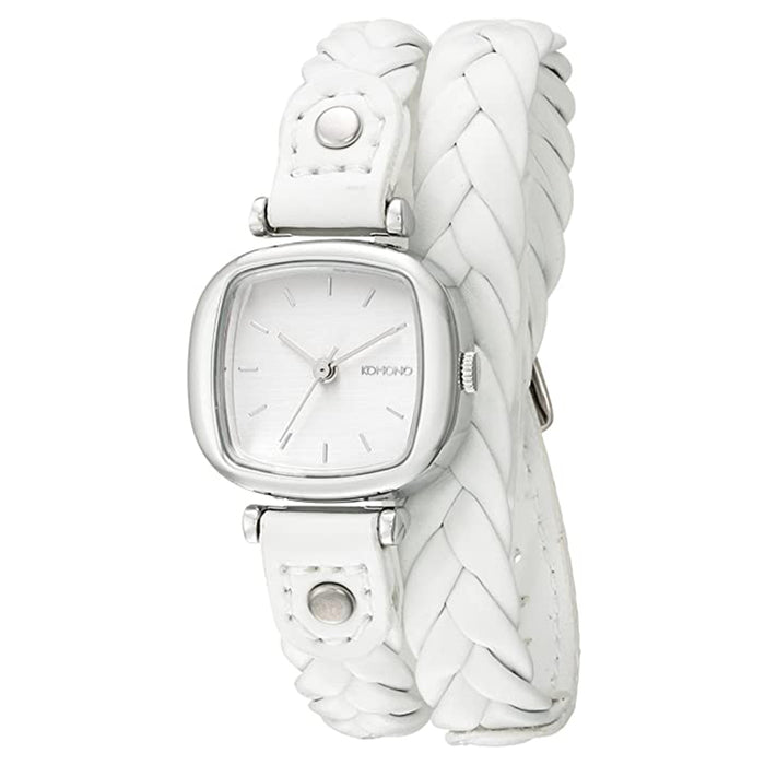 Komono Womens Moneypenny Woven Series Stainless Steel Case White Leather Strap White Dial Silver Watch - KOM-W1230