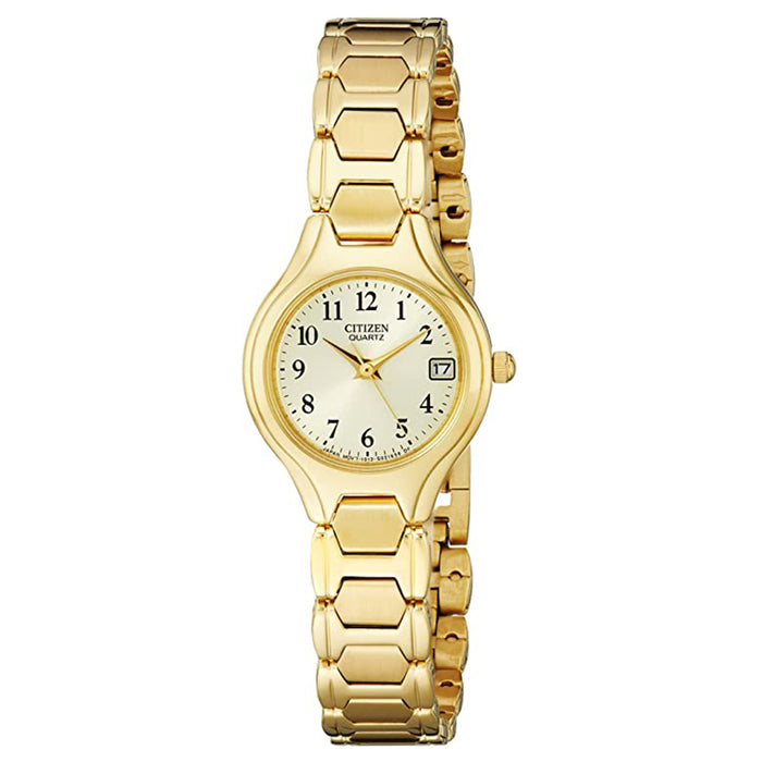 Citizen Womens Quartz Beige Dial Gold Band Stainless Steel Bracelet Watch - EU2252-56P