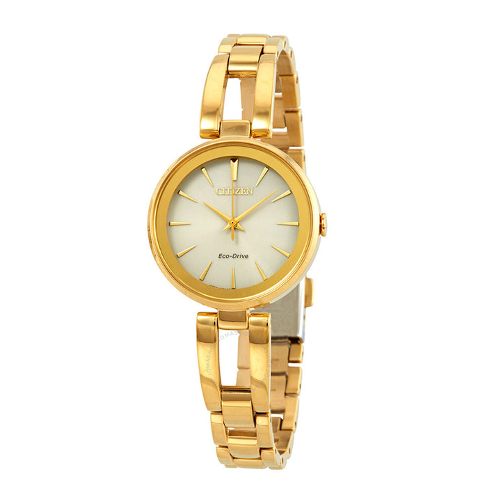 Citizen Eco-Drive Womens Gold-Tone Stainless Steel Band Quartz Dial Watch - EM0638-50P
