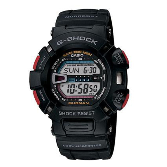Casio Mens G-Shock Mudman Digital Resin Watch - Black Resin Strap - Black Dial - G9000-1V