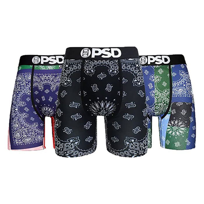 PSD Men's Multicolor Patch Bandana 3-Pack Boxer Briefs Underwear - 321180098-MUL