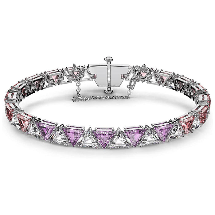 Swarovski Women's Pink Crystals Rhodium Finish Zirconia Triangle Ortyx bracelet - 5614928