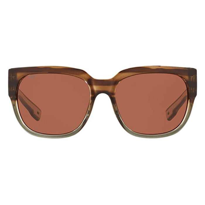 Costa Del Mar Womens Shiny Ocean Jade/Copper Frame Lens Polarized Square Sunglasses - WTR292OCP
