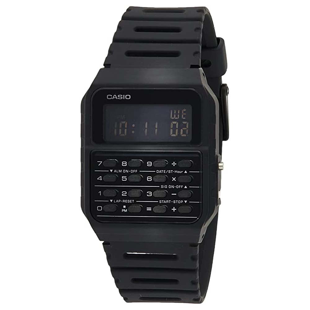 Casio Men's Black Dial Resin Band Calculator Quartz Watch - CA