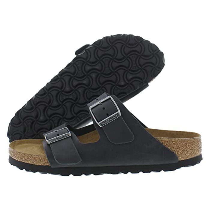 Birkenstock Unisex Black Oiled Leather 8-8.5 2A(N) US Women Arizona Sandals - 752483-39