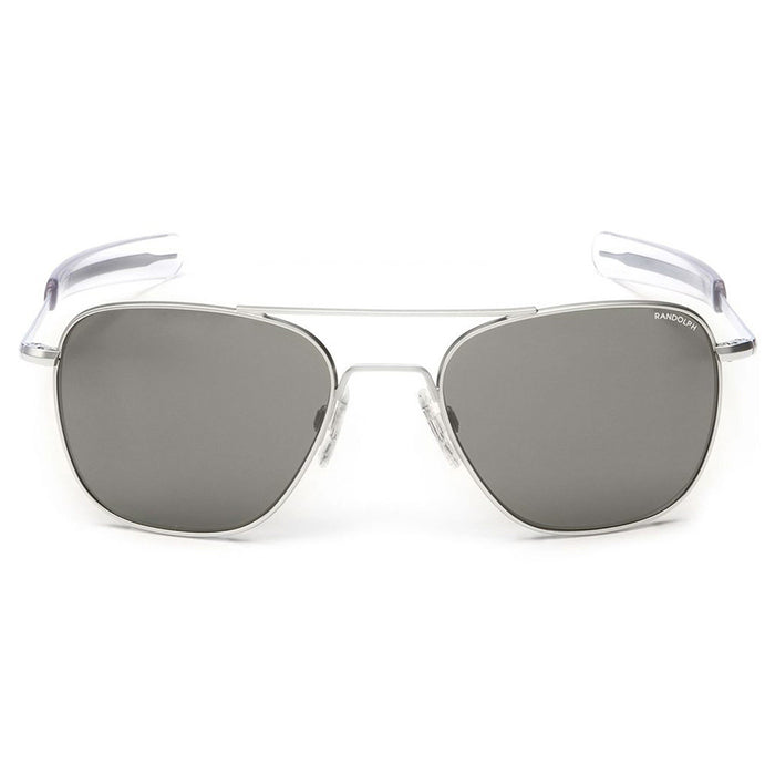 Unisex Bright Silver Frame Grey Lens Aviator Non-Polarized Full Rim Sunglasses - AF088