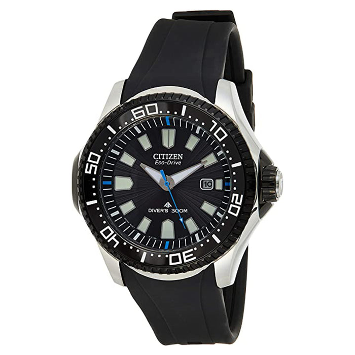 Citizen Mens Eco-Drive Black Dial Band Promaster Diver Stainless steel Wrist Watch - BN0085-01E