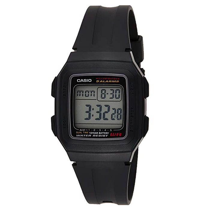 Casio Unisex Gray Dial Plastic Band Quartz Watch - F-201WA-1ADF