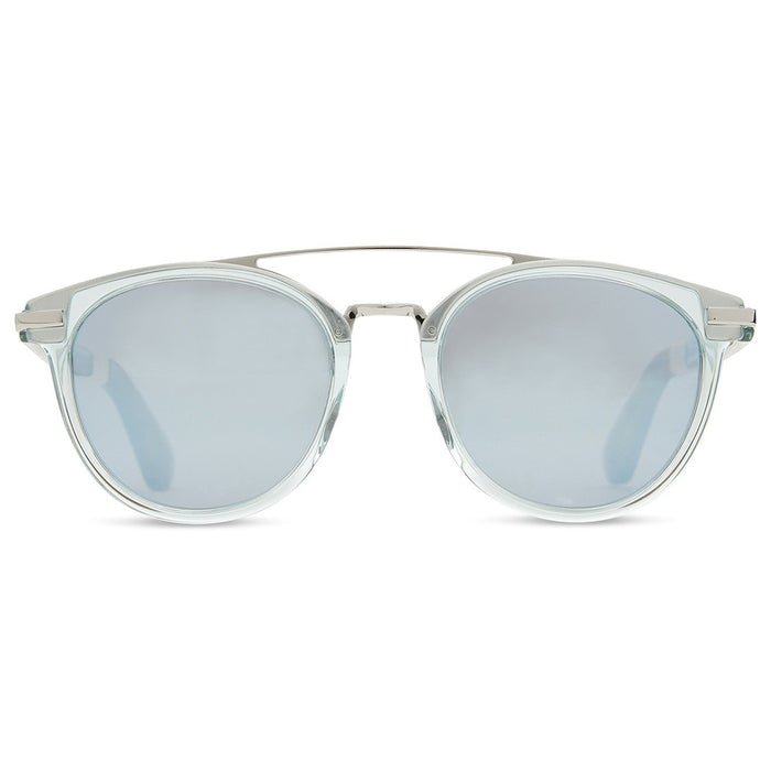 Harlan Unisex Pastel Blue Crystal Frame Blue Mirrored Lens Rouns Sunglasses - 10014003